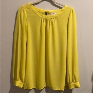 Yellow loft long sleeve blouse with tie bow back